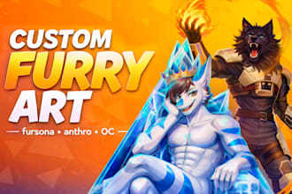 draw custom furry art, fursona, anthro oc illustration