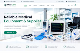 design medical equipment website healthcare clinic medical supplies dental store