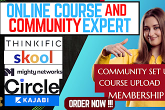 set up circle so community, skool, mighty network and kajabi setup online course