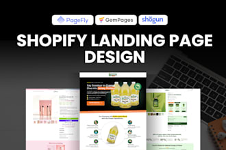 design shopify landing page using pagefly, gempage, shogun, replo