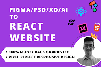 convert figma to react js next js responsive  frontend website with tailwind css