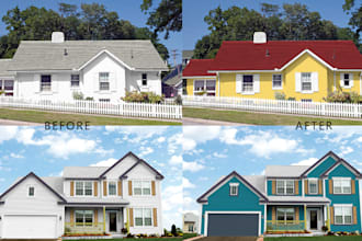 change modern house color paint, photo editing