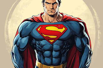 draw black and white comic superhero character line art