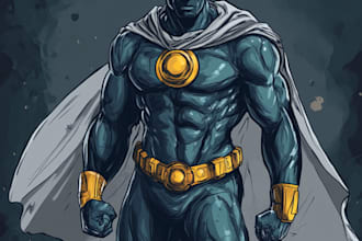 make amazing retro comic, superhero character