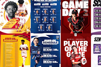 create sports matchday posters, lineup, schedule and stats graphics