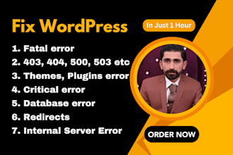 fix 500, 503, 403, 404, critical and fatal errors in wordpress websites