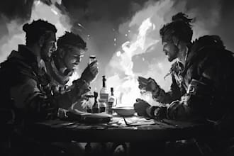 create a dnd party, fantasy dnd character, concept art
