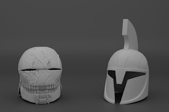 make a 3d print model of helmet, mask and cosplay props