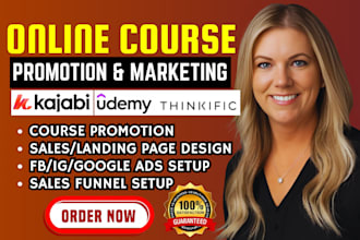 udemy online course promotion, kajabi business coaching thinkific course sales