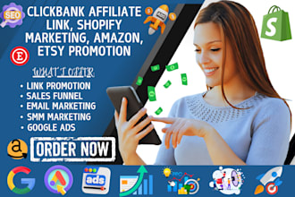 promote shopify clickbank affiliate marketing website link amazon etsy promotion
