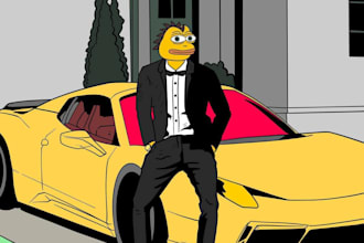 draw custom funny crypto meme coin art for your memecoin website, social