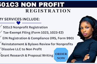 file your 501c3 paper work, non profit registration, form 1023ez and full, bylaw