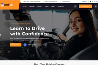 design driving school website, wordpress driving school website, landing page
