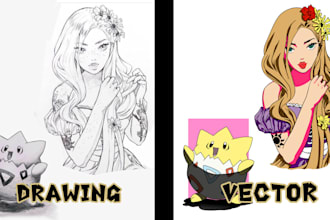 convert logo image hand drawing to vector into digital art