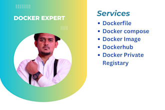 help you with docker, dockerfile, image, container, compose, and registry