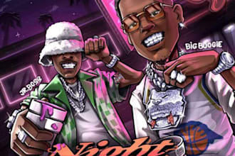 design album cover art hip hop music artwork design or cartoon art for your song