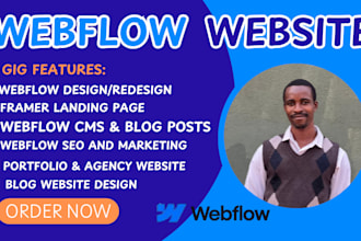 design or develop a modern webflow blog or cms website, framer landing page