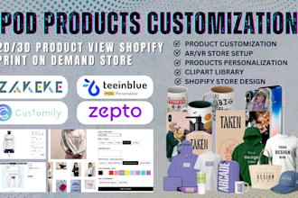 setup 2d 3d shopify products personalization in teeinblue customily zakeke zepto