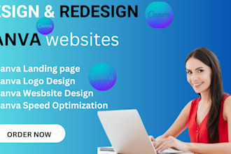 do professional canva logo design, canva website canva template and landing page