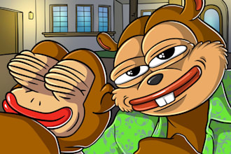 funny comic meme coin art, memecoin animation 2d animation, solana meme video