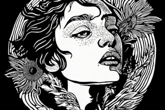 draw unique linocut tshirt in my style