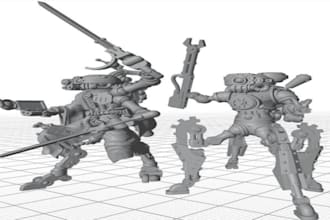 sculpt board game models, make cyberpunk mini character design, dnd stl 3d file