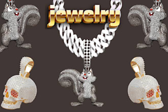 make a custom 3d iced pendant cuban chain, jewelry ring design using zbrush
