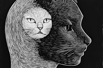 make engraving linocut style digital drawing art