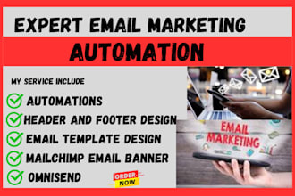 do omnisend, mailchimp email banner, header and footer design, automations