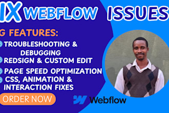 fix webflow issues, bugs, update, edit, and redesign your webflow website