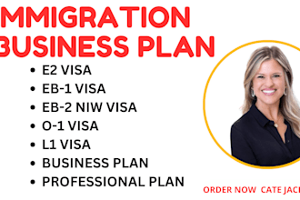 expertly draft e2 eb1 eb2 niw l1 o1 visa immigration business plan for USA