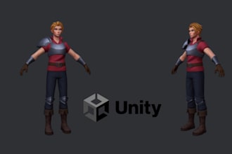 make 3d character model for game, game art, game character for unity