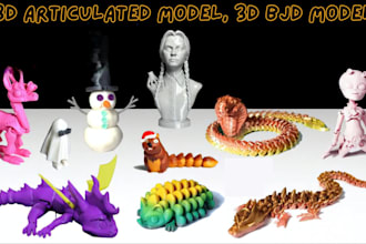 sculpt 3d articulated model, 3d bjd 3d toy doll flexi model for 3d printing