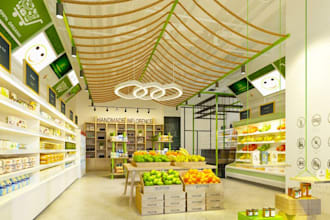 upgrade commercial store,grocery store render,store front,shopping mall,bookshop