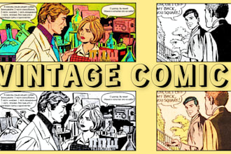 draw retro vintage comic book, vintage illustration, retro comic, comic artist