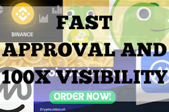 fast approval token listing on coingecko, coinmarketcap, binance, 10x visibility