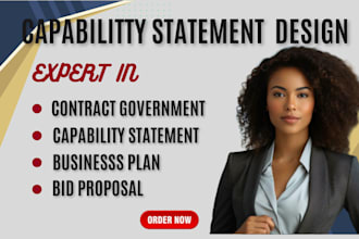 design professional federal government capability statement, government contract