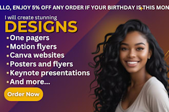 one pager poster motion flyers keynote presentations magazine layout and cover