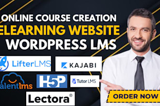 setup online course using talentlms, tutor lms, kajabi, h5p, lifter lms, lectora