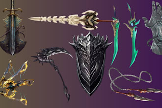 sculpt 3d anime sword 3d cosplay props 3d weapon 3d mask  for 3d printing