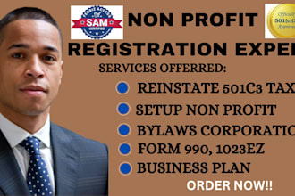 set up non profit, reinstate your 501c3 file form 990 1023ez, bylaws and grants