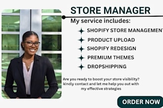 setup shopify dropshipping store, edit, update and manage shopify store