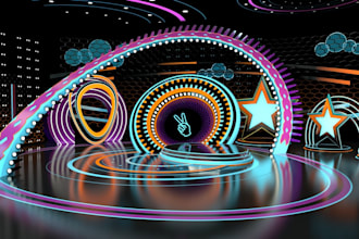 do 3d cgi news studio stage design, 3d show stage lighting design