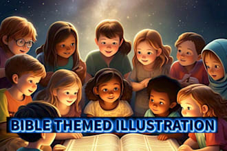 bible themed illustration kid story children story book cover christian activity