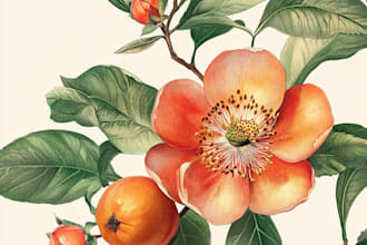 draw line art illustration botanical and flower beautifully