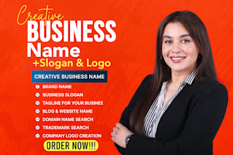 create catchy business name, logo design, slogan and web design for your brand