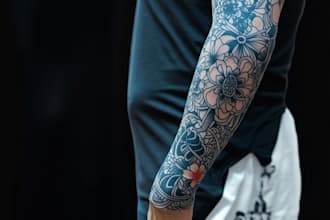 create sleeve tattoo design in geometric style