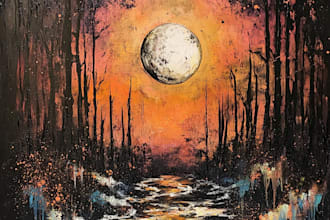 make real oil or acrylic painting on canvas