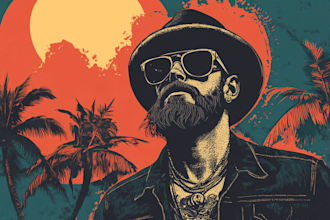 create retro vintage illustration for t shirt print designs