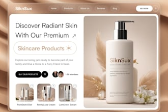 design skincare website, beauty website, cosmetics website, spa website